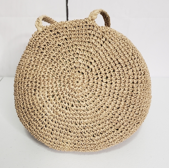*SOLD* Jennifer Moore Woven Straw Bead Bucket Bag - Picture 4 of 8
